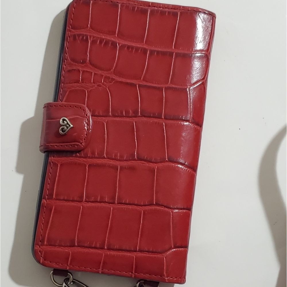Brighton leather print cellphone holder crossbody - Picture 1 of 8